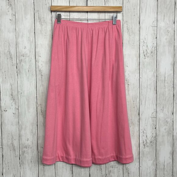 Folio Fire Islander Pink Stretch Pull On Pleated Flowy Basic Plain Vintage Skirt - Picture 1 of 10